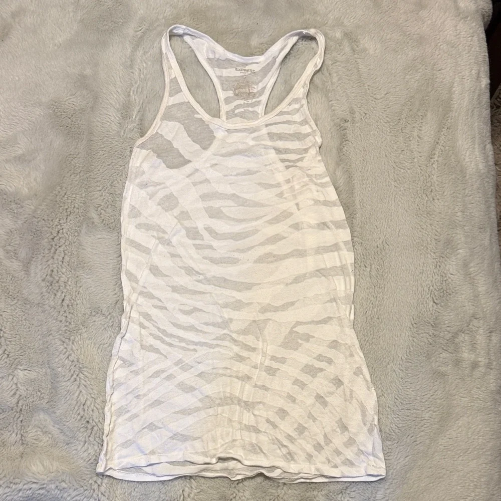 Express Women's White Zebra Print Tank Top